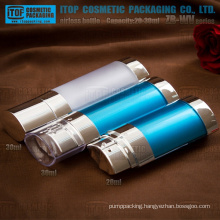 ZB-WV Series 20ml (10mlx2) 30ml (15mlx2) dual chamber oval plastic strong pump airless dual cosmetic bottles